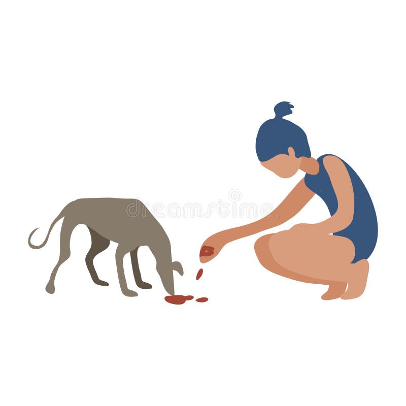 Woman with pet dog clip art stock illustration