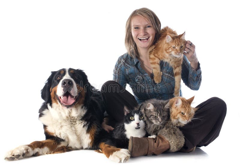 Woman and pet royalty free stock images Woman and pet royalty free stock images
