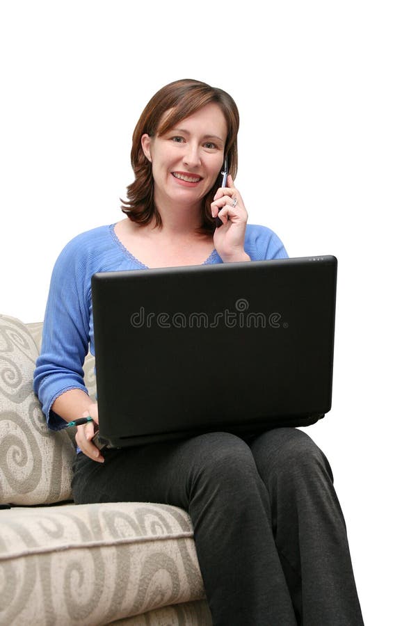 Woman on Phone and Computer