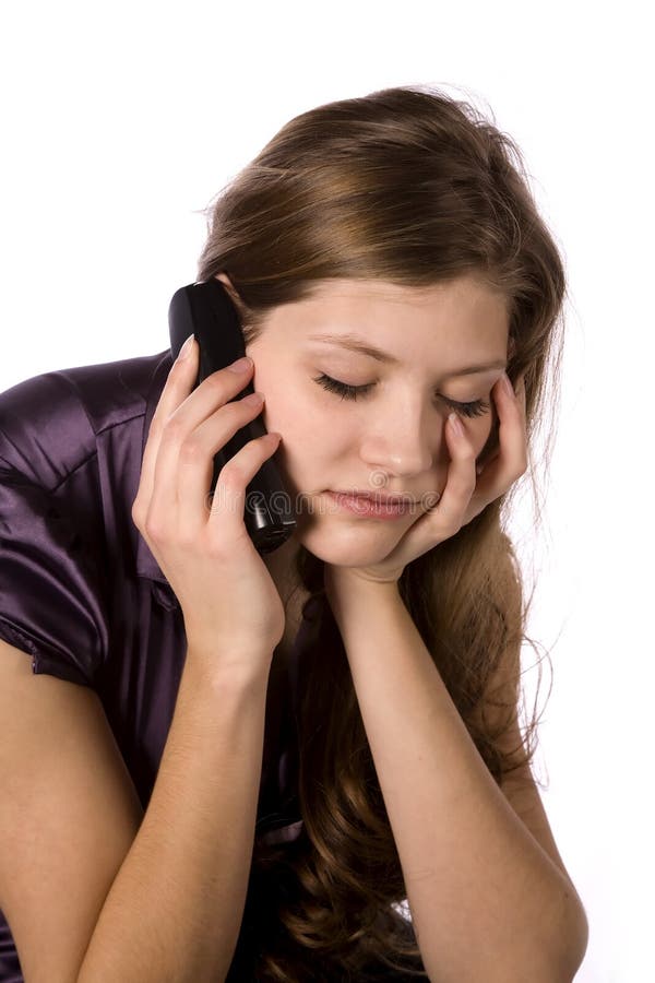 Woman on phone worried