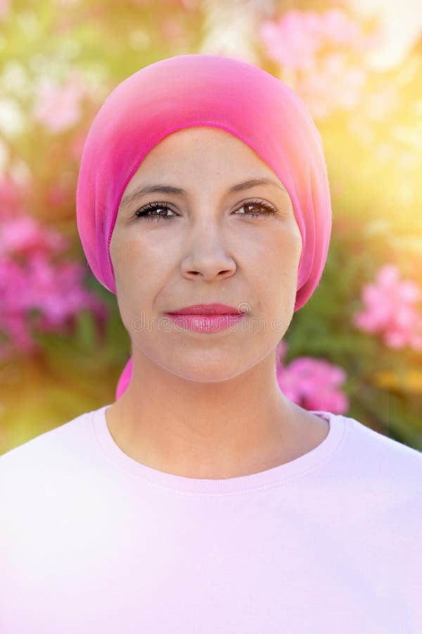 Woman with Pink Scarf on the Head Stock Image - Image of bandana, race ...