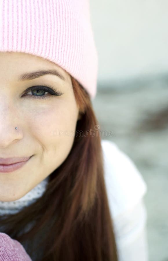 Woman in Pink Warm Clothing