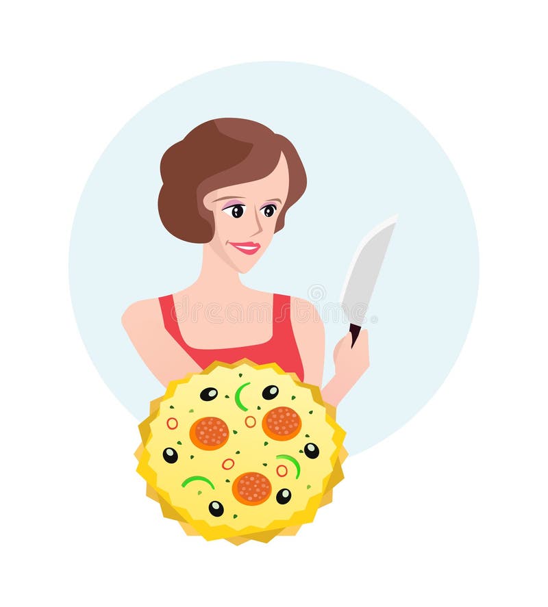 Woman with Pizza vector illustration Woman with Pizza vector illustration