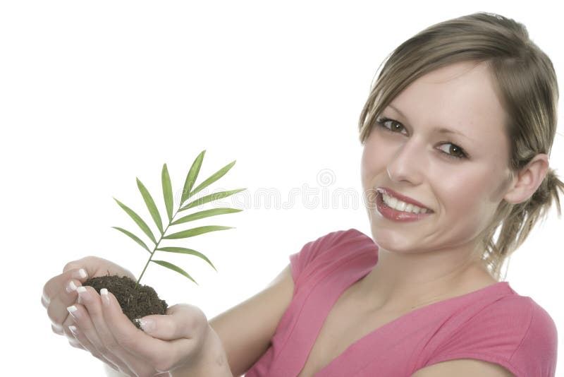 A woman with plant