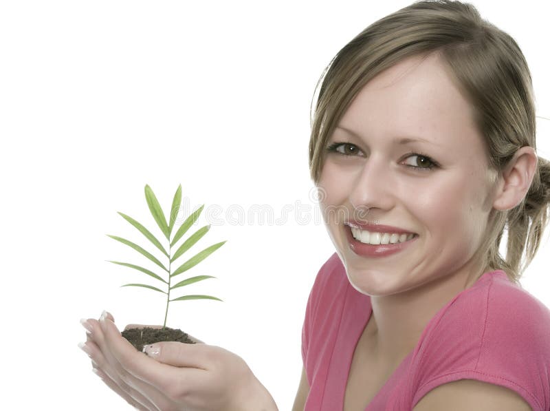 A woman with plant