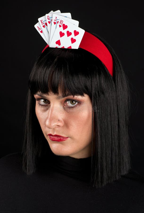 Woman with playing cards stock image. Image of bluffing 16529487