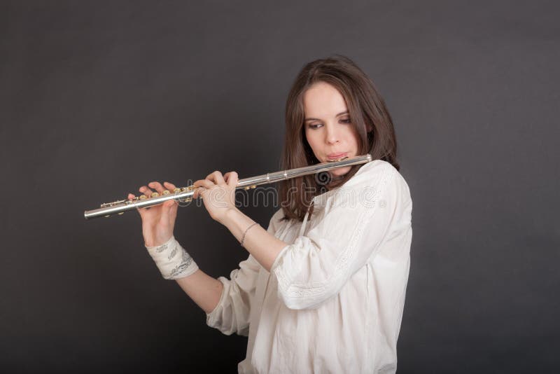 Woman Playing The Flute Stock Image Image Of Performance