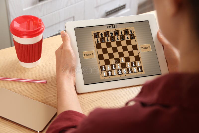 Chess Background. Play Chess Online. Playing Chess with Laptop. Remote  Online Education, Communication with Chess Coach, Family. Stock Image -  Image of family, issues: 199772003