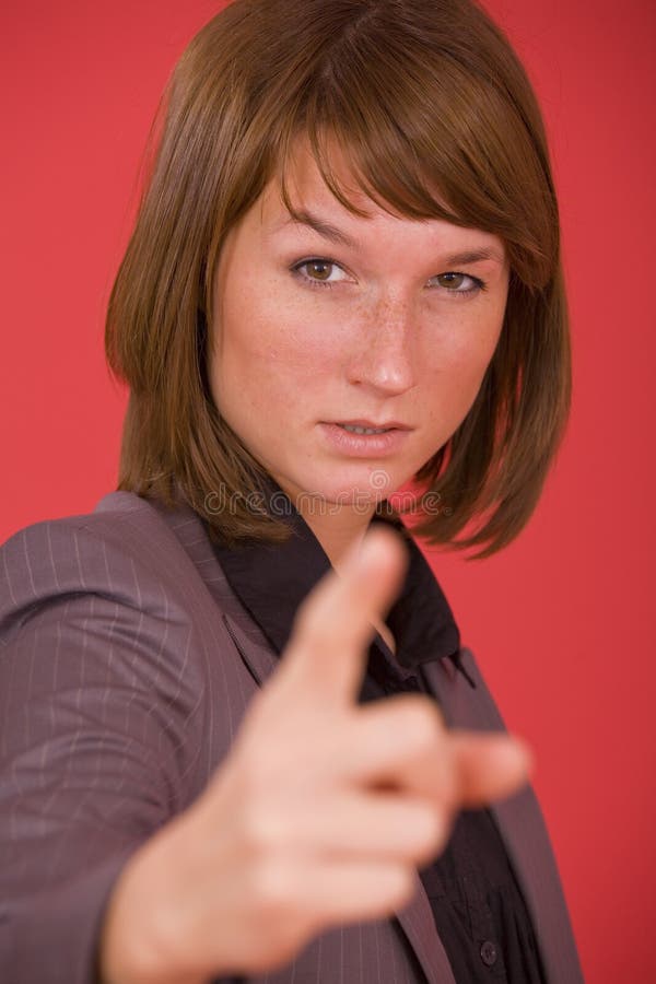 Woman pointing with finger