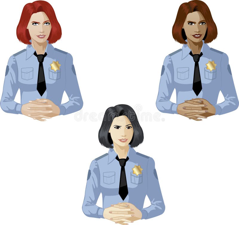 Woman In Police Uniform Contact Person Stock Vector