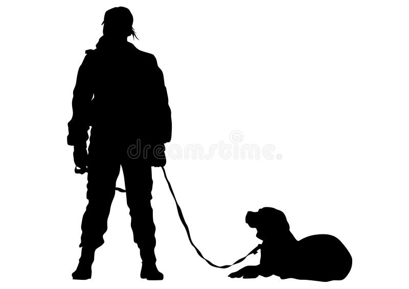Woman in police uniform whit dog on white background. Woman in police uniform whit dog on white background
