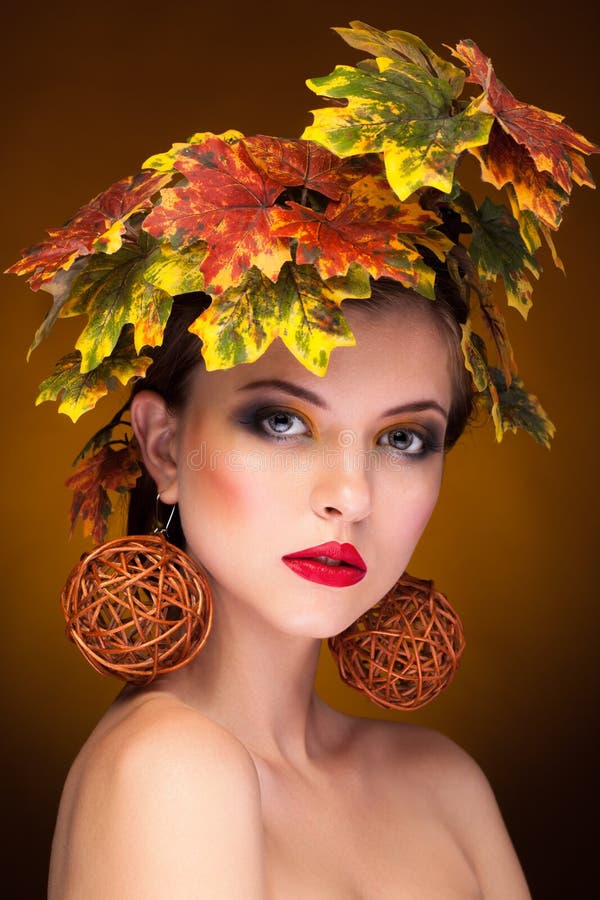 Woman Portrait in Autumn Fashion Concept Stock Photo - Image of nature ...