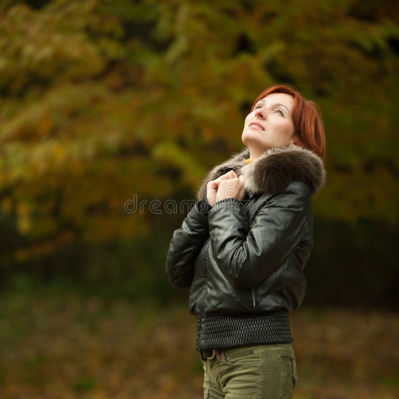 Woman portrait in autumn park