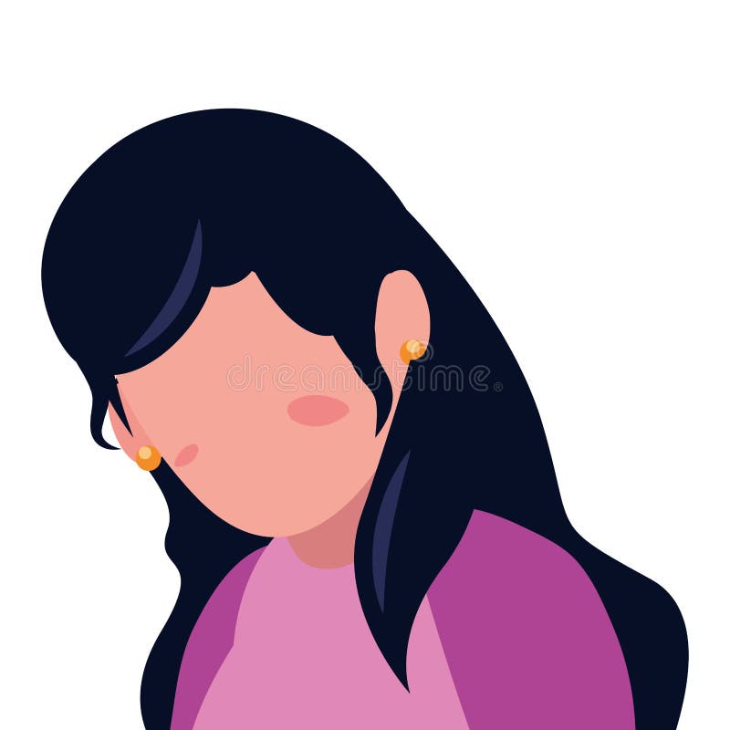 Woman portrait black hair stock vector. Illustration of posing - 139881937