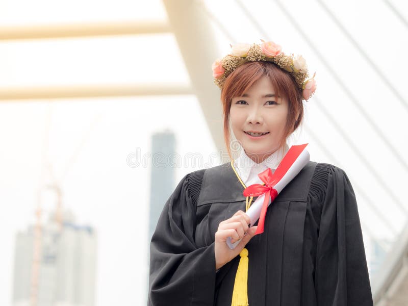 Woman portrait on her graduation day royalty free stock photography Woman portrait on her graduation day royalty free stock photography