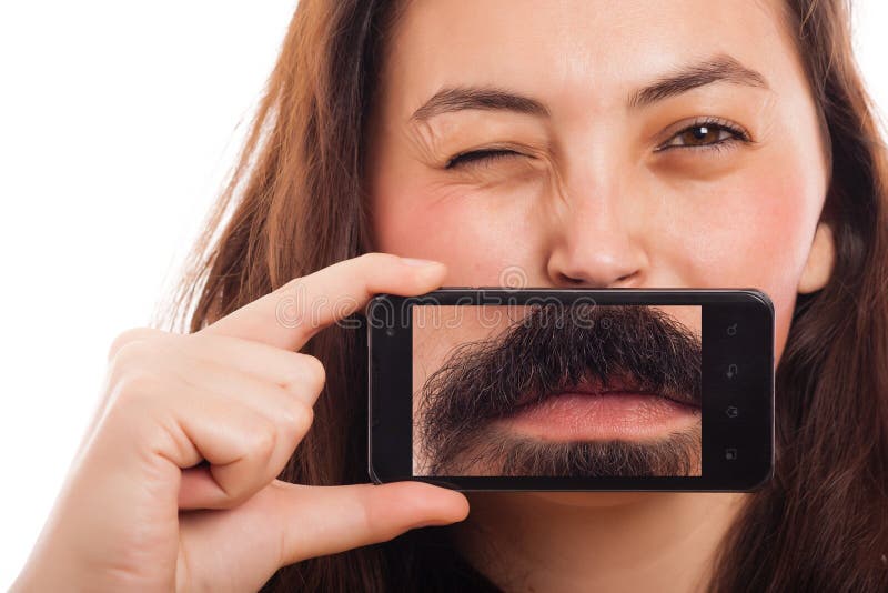 Woman portrait with phone stock photos Woman portrait with phone stock photos