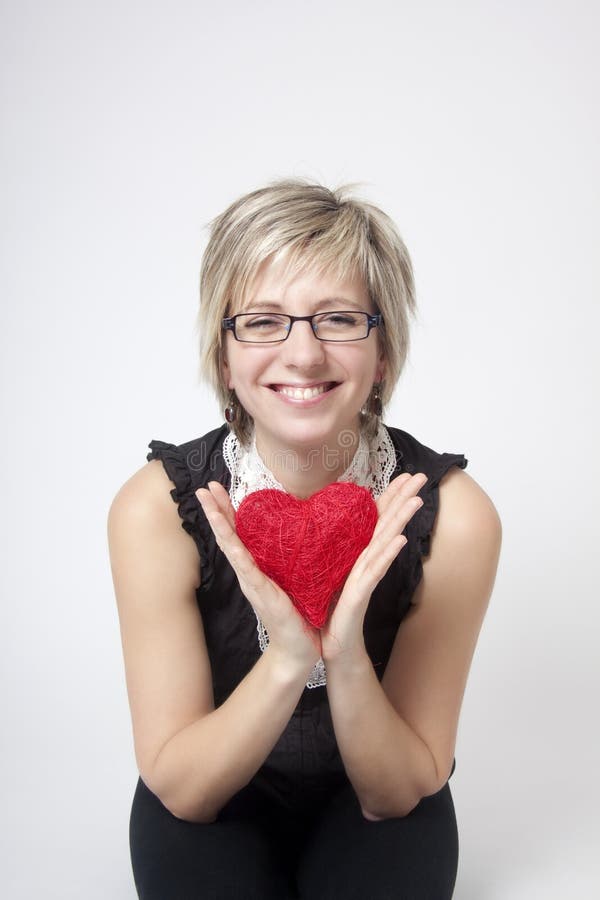 Woman portrait with red heart