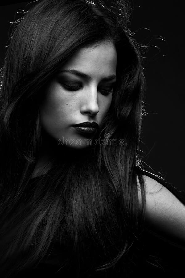 Woman portrait sensual dark black and white royalty free stock photography