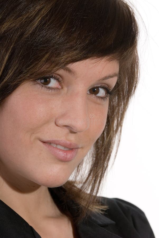 Woman portrait on white stock photo. Image of friendly - 5237270