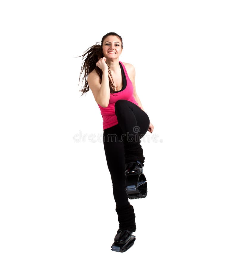 Woman Keeps Pink Kangoo Jumps Boots in Hand and Shows Thumbs Up Stock Photo  - Image of activity, female: 125151176
