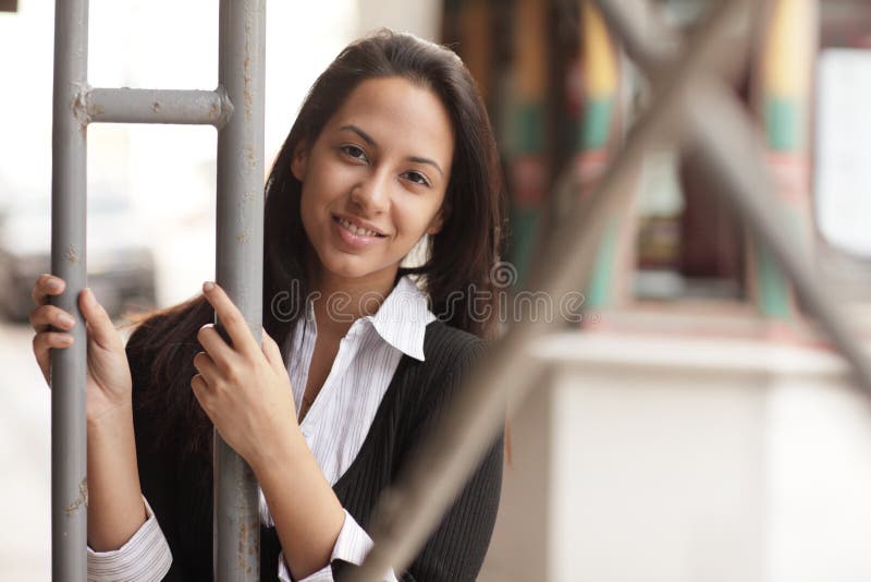 Woman posing in an urban setting