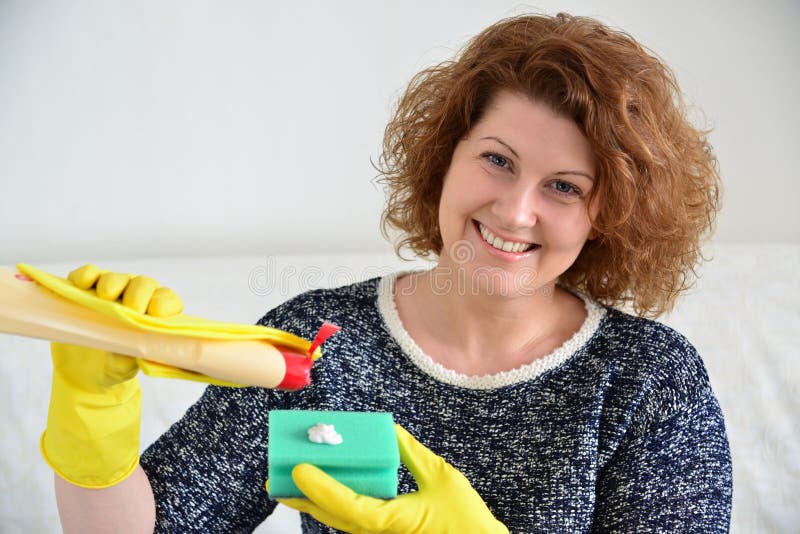 Woman Pours Cleaning Agent Sponge Stock Photos Free & RoyaltyFree