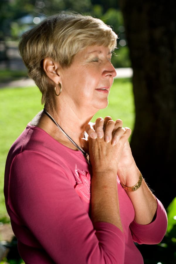 Mature Senior Woman Christian Religion Portrait Stock