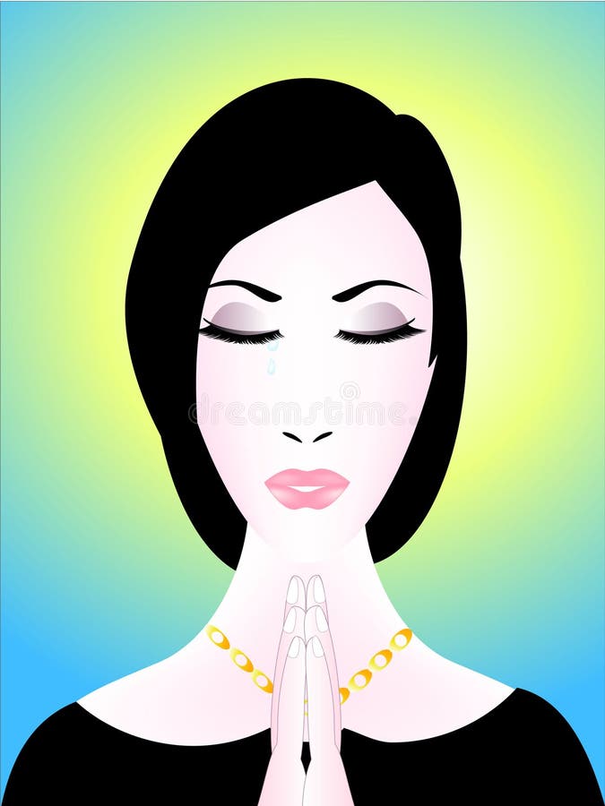 Woman Praying Stock Vector Illustration Of Folded Vera 56529885