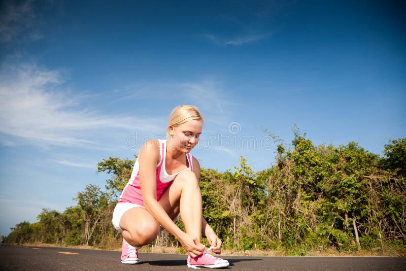 Woman preparing for training