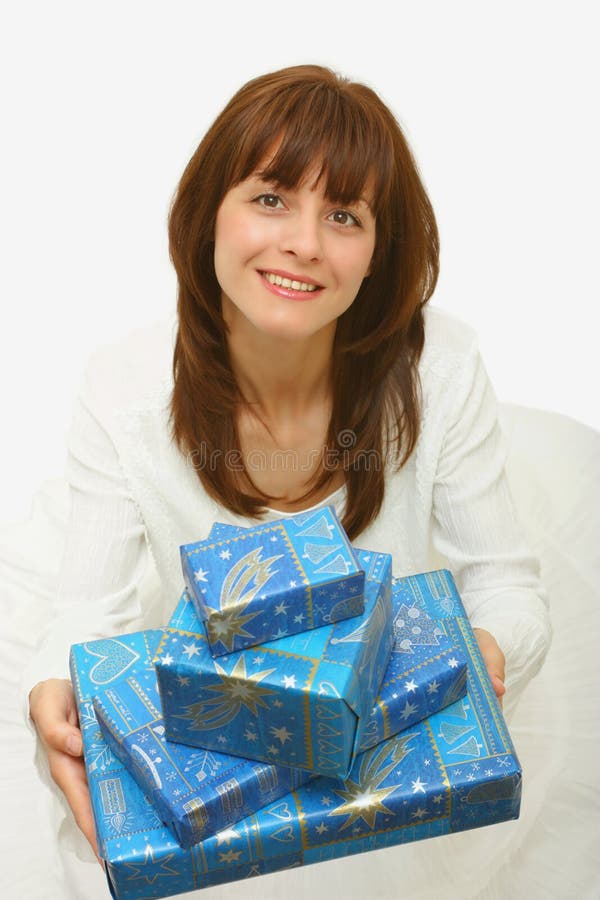 A woman with presents