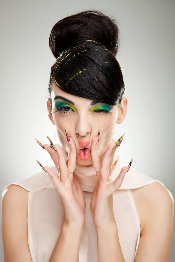 Woman pressing her lips stock photo. Image of fashion 23803100