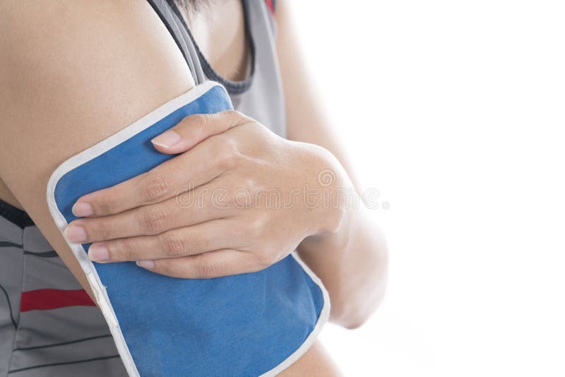 Woman Putting an Ice Pack on Her Shoulder Pain Stock Photo Image of