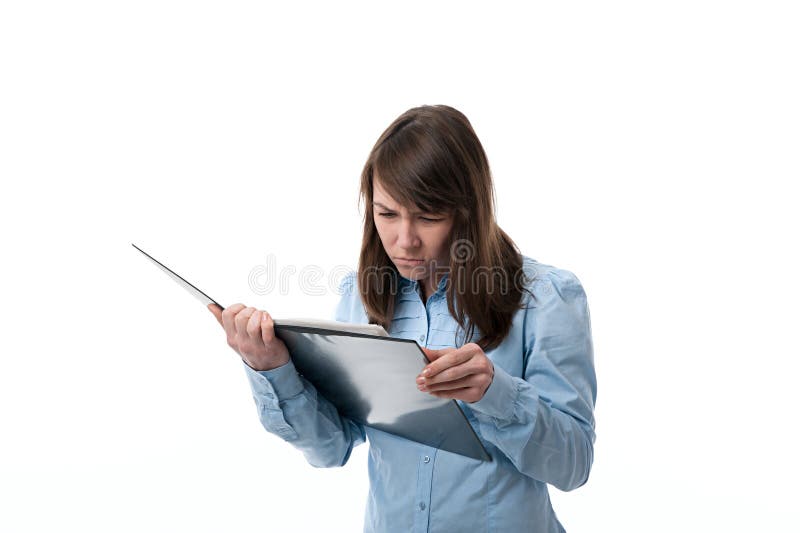 Woman reading a contract