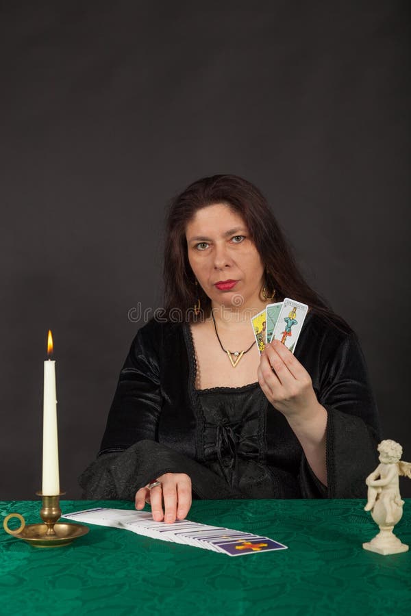 A Woman is Reading Tarot Cards Stock Photo - Image of fortune ...