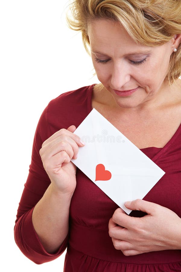 Woman receiving love letter
