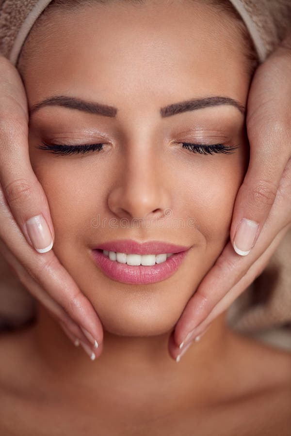 Woman Receiving Professional Face Massage Stock Image Image Of