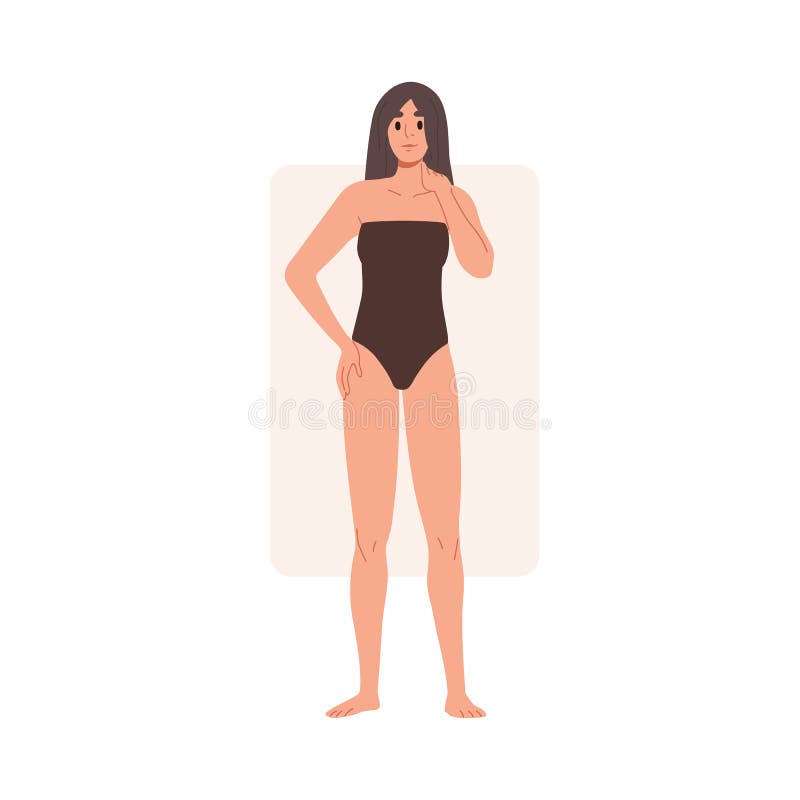 Rectangle Body Shape. Woman Standing in the Underwear Stock Vector -  Illustration of line, design: 154498336