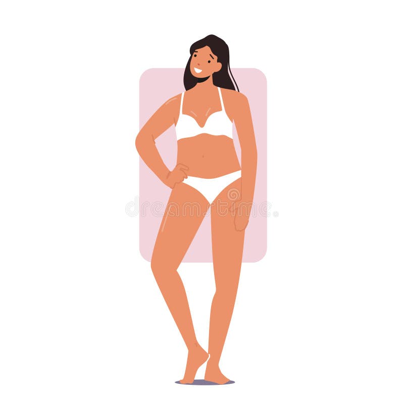 Rectangle Body Shape. Woman Standing in the Underwear Stock Vector -  Illustration of line, design: 154498336