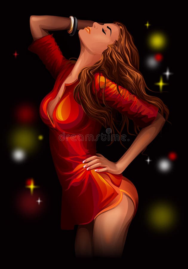 Woman In Red Dress royalty free illustration Woman In Red Dress royalty free illustration