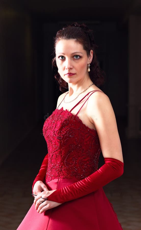 Woman in red dress. stock photo. Image of long, sensuality - 18476584