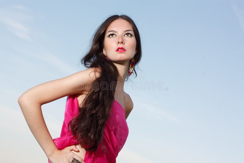 Woman in red dress