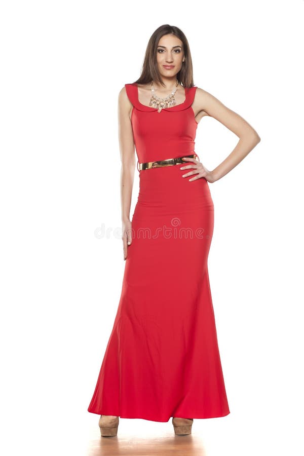 Woman in red dress stock image. Image of young, woman - 69912315