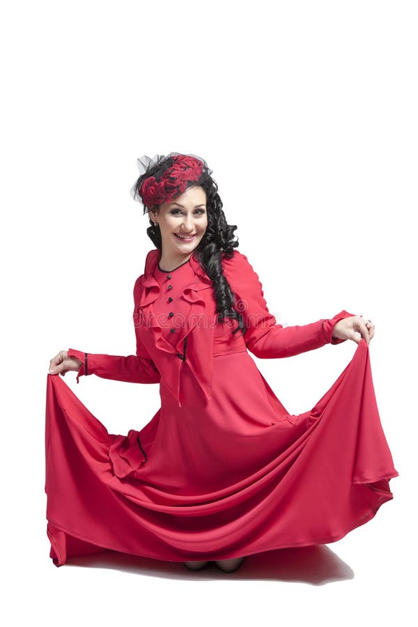 Woman in red dress stock image. Image of fabric, clothing - 152708789