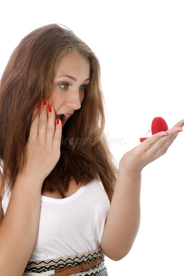 Woman with red gift box