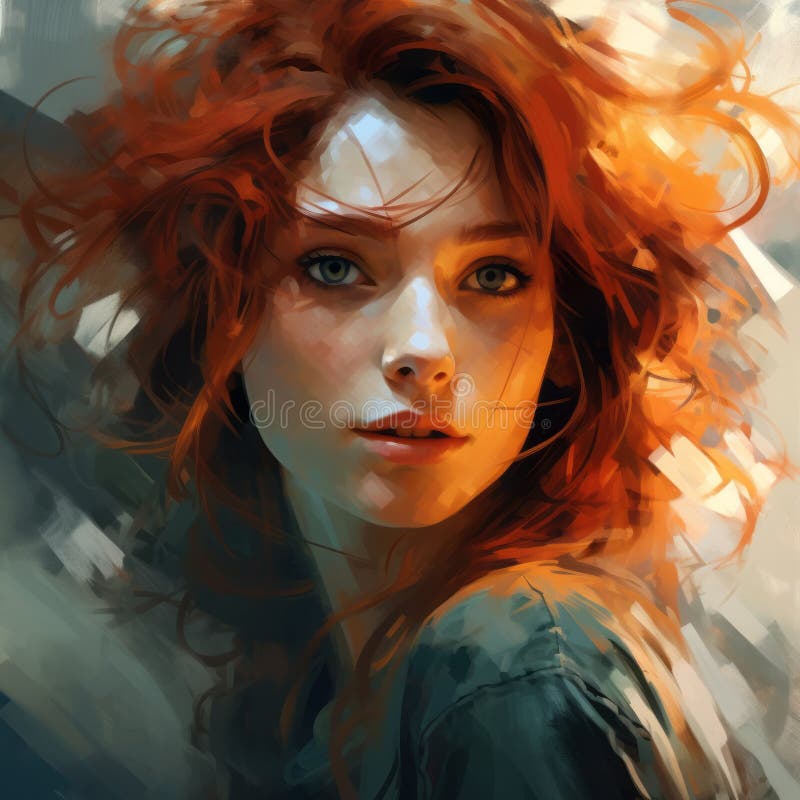 Digital Painting of a Girl with Red Hair in the Style of Raphael ...