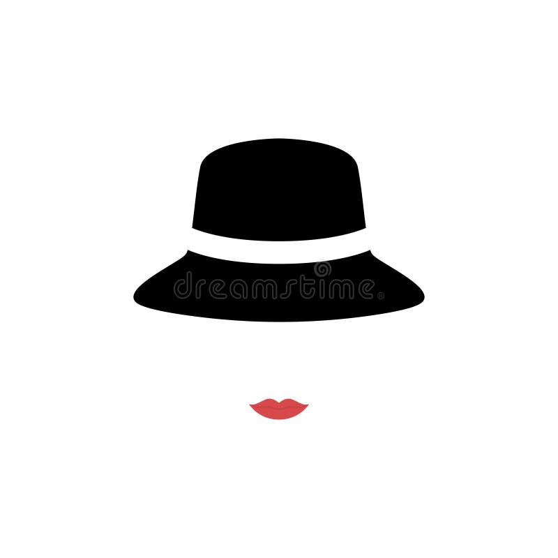 Woman with Red Lips Wearing Retro Hat. Stock Vector - Illustration of ...