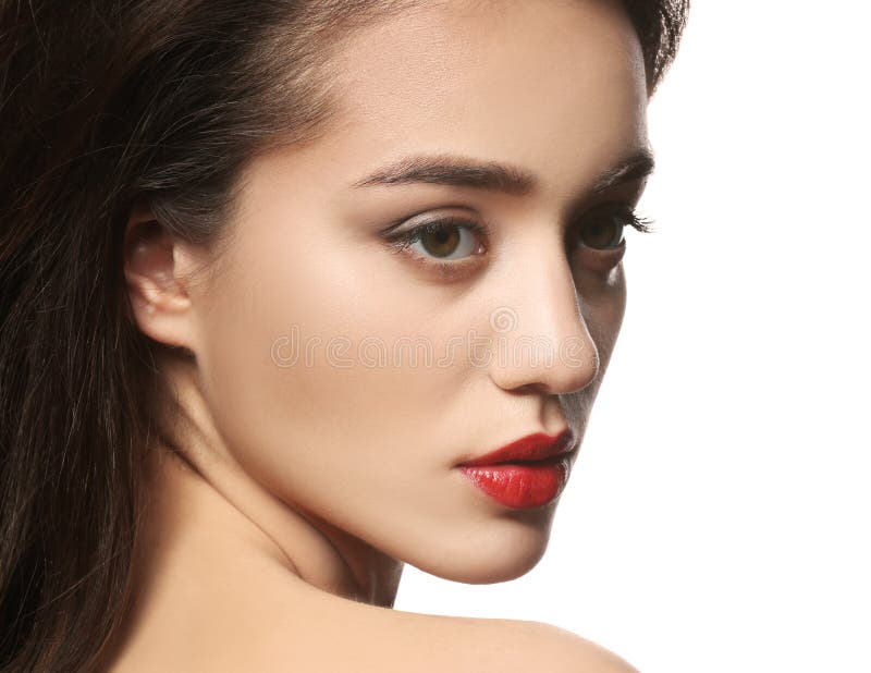 Woman with red lips stock photography Woman with red lips stock photography