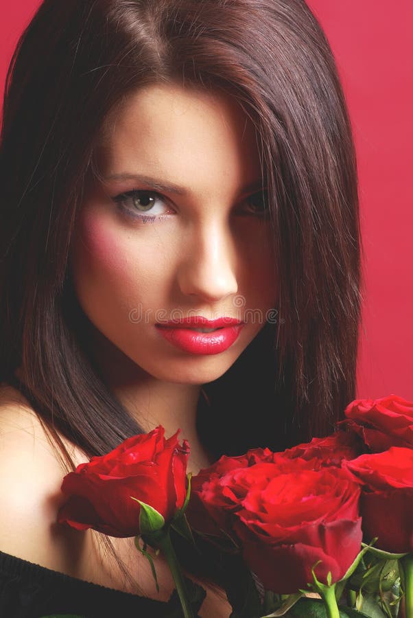 Woman with red rose