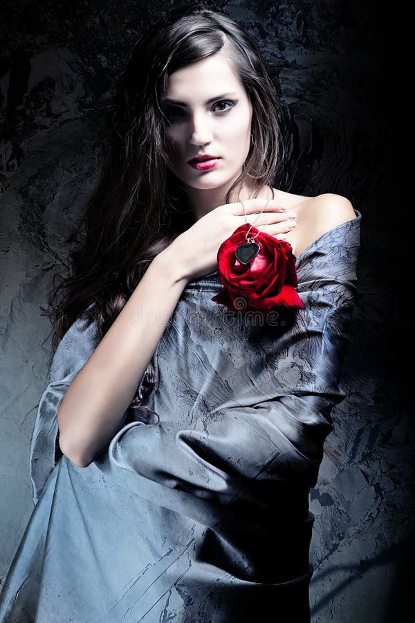 Woman with red rose stock photo. Image of model, beautiful 38886160