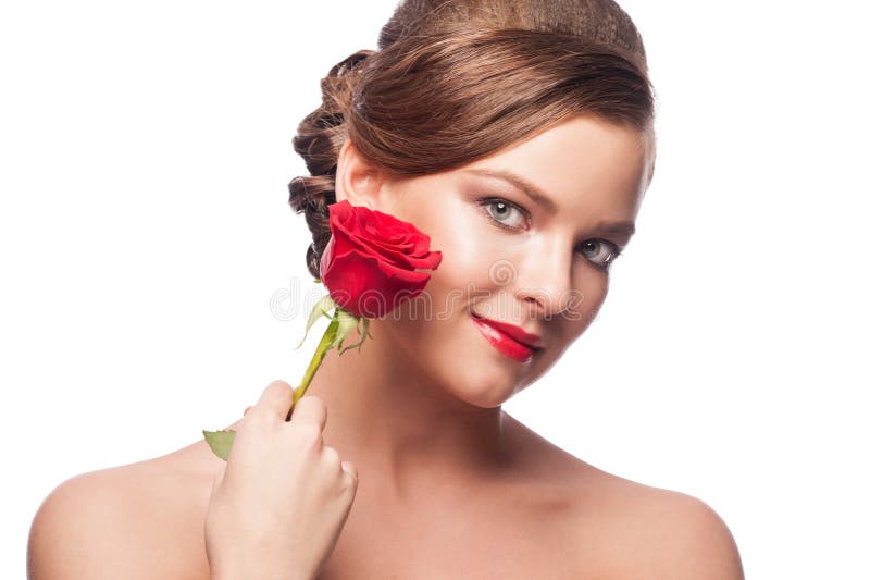 Woman with red rose